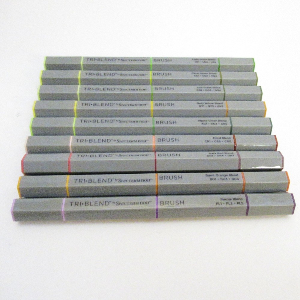 9 Spectrum Noir Tri-Blend 3-in-1 Blendable Markers Art Pens w/ Brush Tips Japan