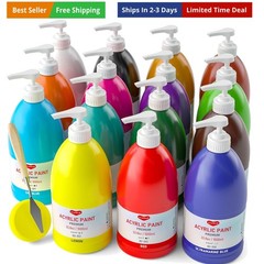 15 Colors Large Acrylic Paint Set 33.8 oz,1000 ml Art Painting Bulk Supplies …