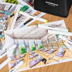 AnyMark Alcohol Markers, 60 Colors Dual Tip Art Coloring Markers Set for Kids