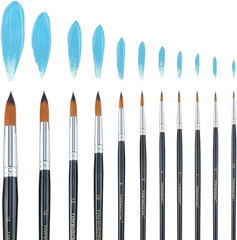 Transon 11Pcs round Paint Brush Basic Set for Watercolor, Acrylic, Gouache, Ink,