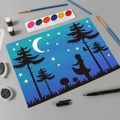 Animal Stencils for Painting,16 Pcs Forest Landscape Stencil,Mountains White