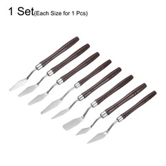 8pcs Painting Palette Knife Pointed & Flat Head Stainless Steel Blade, Red