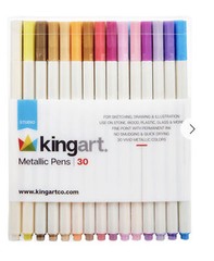 Kingart® Studio Metallic Fine Point Permanent Ink Unique Color Pens 30 Count