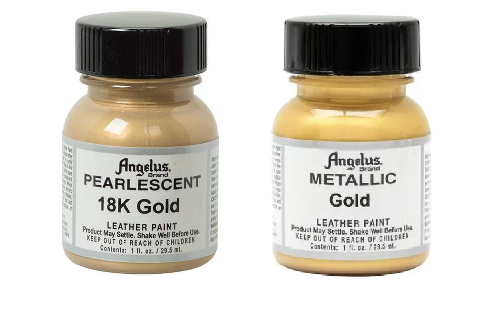 Angelus Acrylic Leather Paint Waterproof 1 oz- Pick Metallic Gold OR 18K Gold