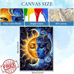 NAIMOER Sun Moon paint by numbers kit framed 12x16in