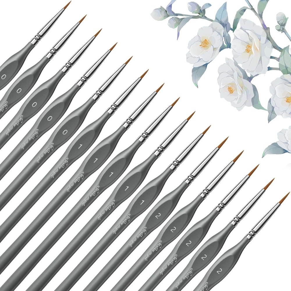 Golden Maple Miniature Paint Brushe 15pcs – Micro Detail 15GY, Gray