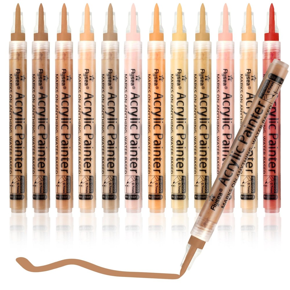 Acrylic Skin Tone Paint Pens 12 Skin Colors Art Markers for Birthday Party DIY C