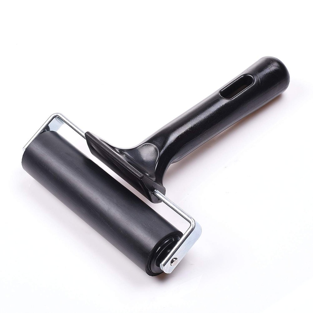 4-Inch Rubber Brayer Roller for Printmaking, Great Gluing 1PCS, Black