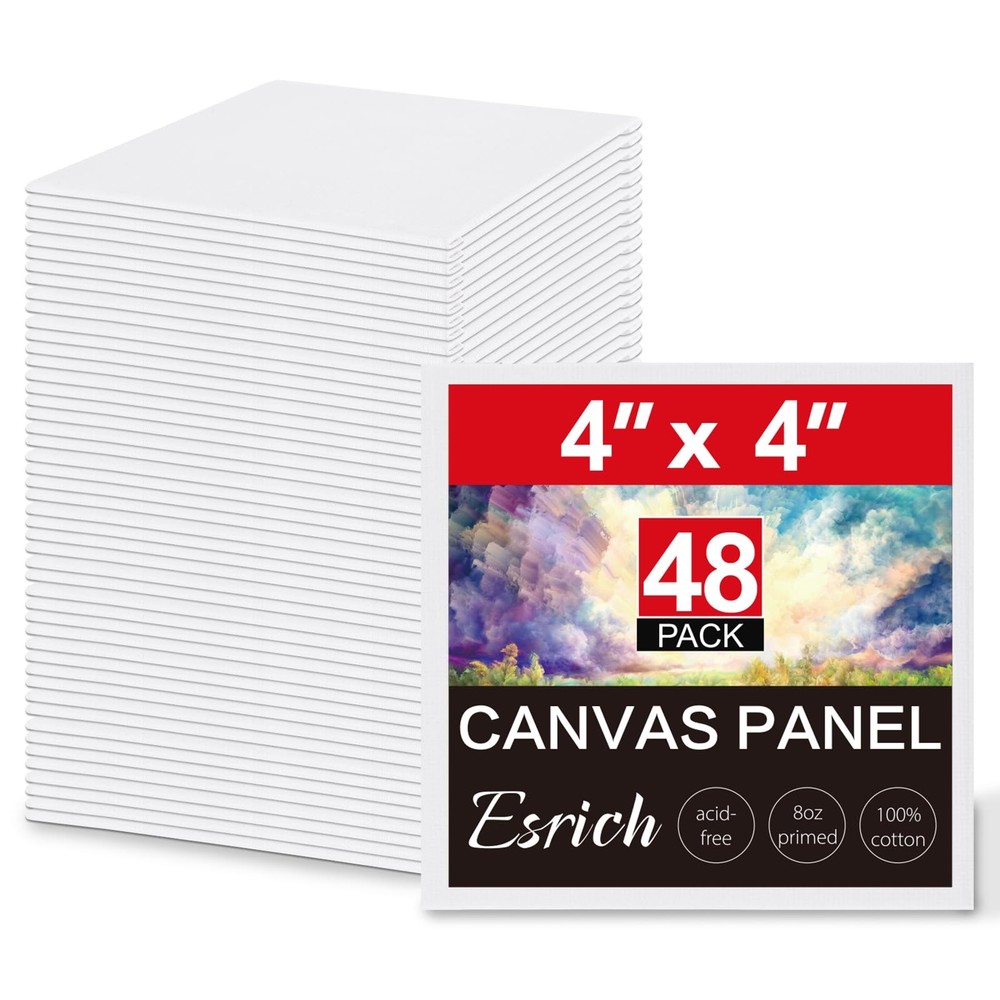 ESRICH Canvas Boards for Painting, 48 Pack Canvases 4*4in 48pack, White