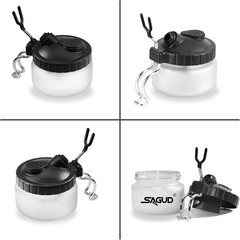 19 Piece Airbrush Cleaning Kit, Glass Airbrush Cleaning Pot with Holder, 5 Cl…