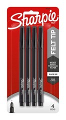 Sharpie Wraps Pen, Fine Point, 4-Pack, 4 Count (Pack of 1), Black(Wraps)