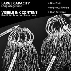GETHPEN White Ink Pens, Fine Point Gel Pens, Brush Tip Acrylic Markers,White Pai
