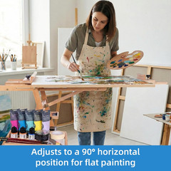 Large Horizontal Wooden Painting Easel with Storage Drawer and Palettes, H-Frame
