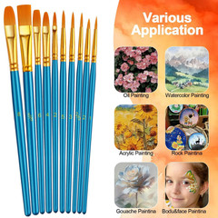 Paint Brushes Set, 5 Pack 50 Pcs Round-Pointed Tip Paintbrushes 5 Pack, Blue
