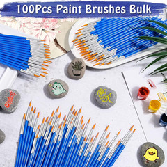 Anezus 100Pcs Paint Brushes Bulk Small, for Kids Fine Set Detail Classroom Model