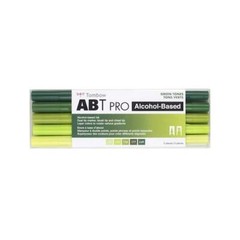 Tombow ~ GREEN TONES ~ ABT PRO Alcohol Based Duel Brush and Chisel Tip