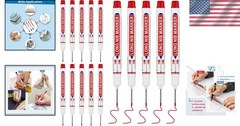 Deep Hole Marker Pen 15 Pcs Waterproof Red Long Nib 20mm for Metal Wood Concrete