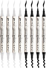4 Black and 4 White Paint Pens Brush and Bold Dual-tip Acrylic Paint Marker S…
