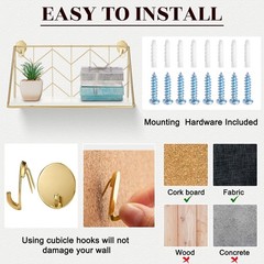 Maxdot Floating Shelves Wall Mounted Set of 4 with 24 Cubicle Hooks, Rustic W…