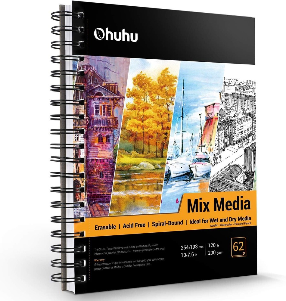 Ohuhu Marker Pads Art Sketchbook, 10″x7.6″ 120 LB Heavyweight Papers 124 Pages