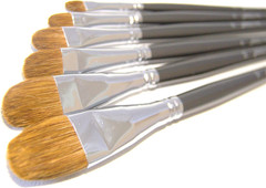 Red Sable Filbert Paint Brushes – Set of 6 Acrylic, Watercolor, Mixed Media or O