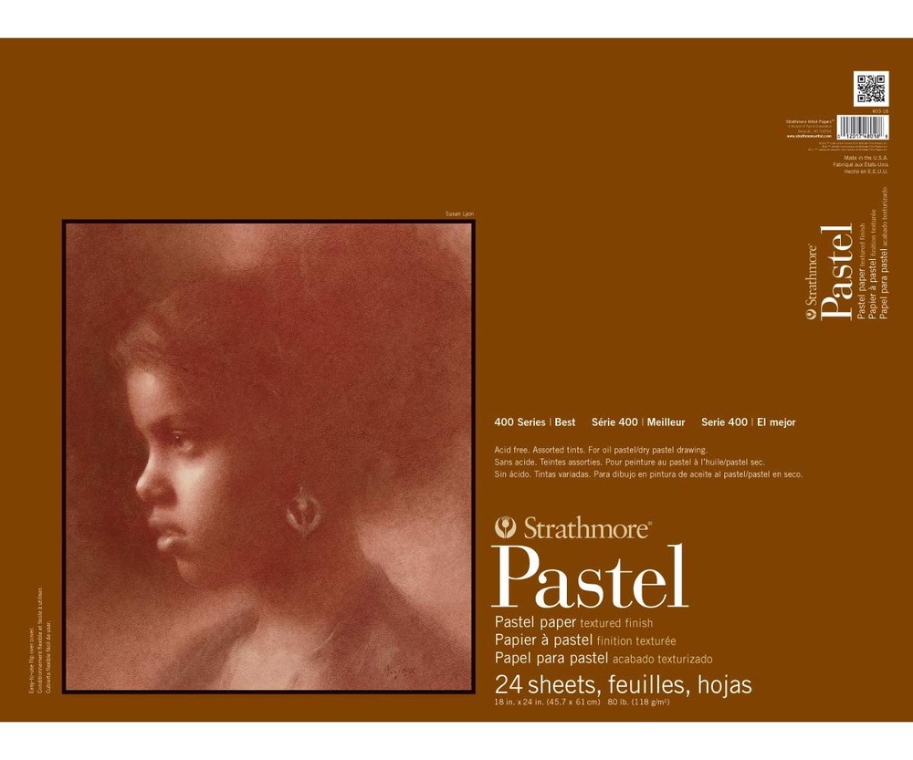 Strathmore 400 Series Tape Bound Pastel Pad, 80 lb. Textured 18×24, Assorted