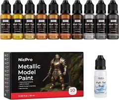 10 Colors Metallic Model Paint Set, 20ml Ready to Use Modeling Acrylic Paints…