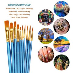 Pointedround Paint Brush 4 Sets Of 10 Pieces Fine Tip Nylon Hair Miniature Paint