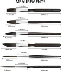 Starter Pinstriping Brush Kit 6 Pcs High Performance Striping Brushes, Long Line