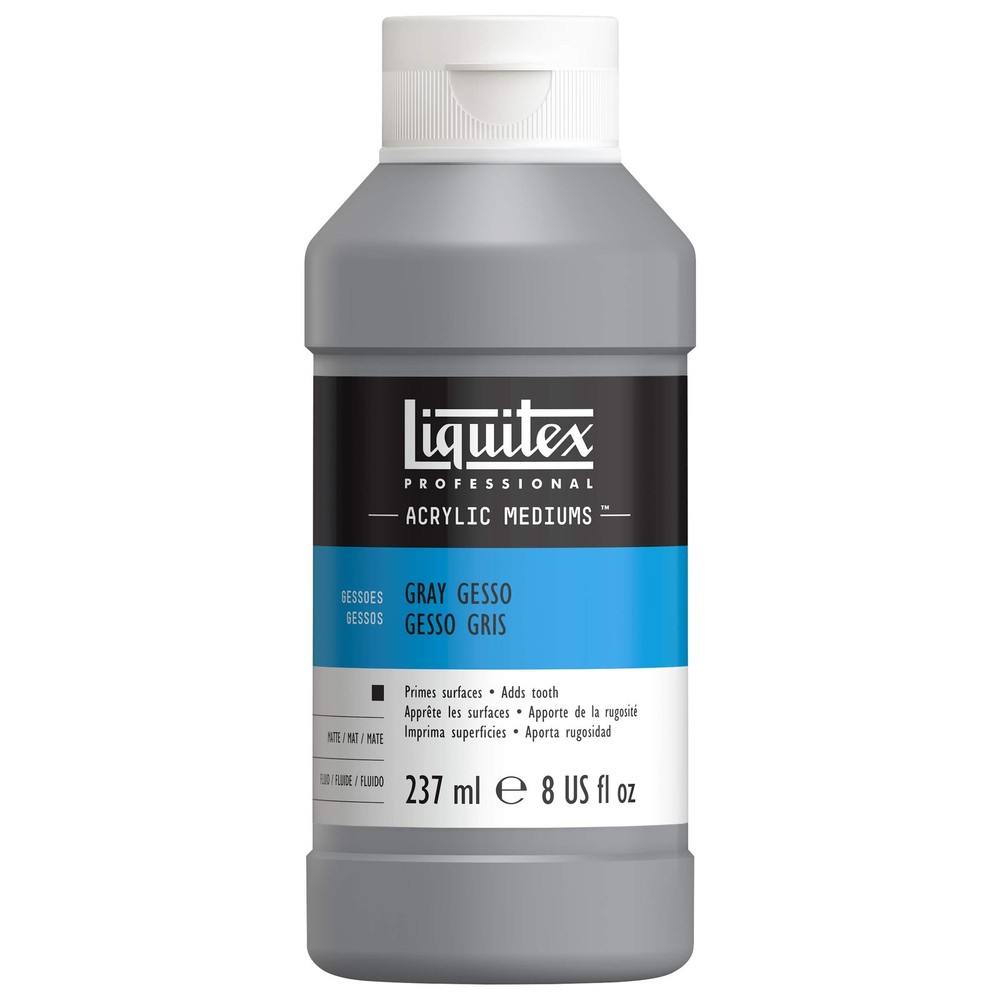 Professional Gesso Surface Prep Medium, 237ml (8.0 oz), Gray