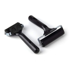 2Pcs Rubber Roller Brayer Rollers Hard 1pack 2.2inch+1pack 4inch, Black