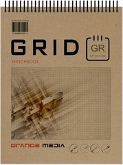 Orange Media Grid Sketchbook. Spiral Bound. Top Spine. Multi-Media. (8.5″ x 1…