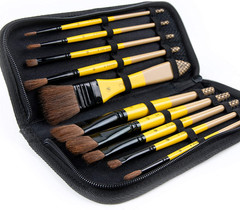 ARTIFY 10 Pieces Paint Brush Set, Intermediate Series, Includes a Carrying Case,
