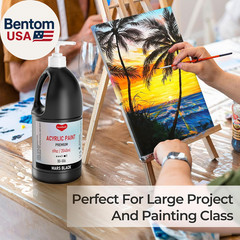 Black Acrylic Paint Large Bottle (69Oz /2040Ml) Rich Pigment Black Paint for Mul