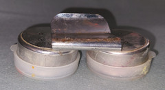 Vtg Richeson 899 palette knife & metal double palette cup w lids, Italy