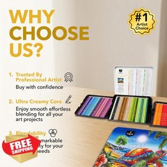 Castle Art Supplies 72 Summer Colored Pencils Set | Wax-Based Pencils with So…