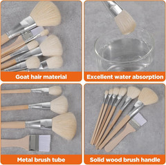 Gilding Brush Set, 7 Pcs Goat Hair Blend Mop Brush Set with Color Palette for…