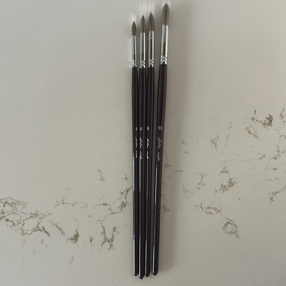 Golden Maple Paint Brushes Set Of 4 #4 #6 #8 #10