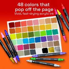 48 Dual-Tip Acrylic Paint Markers Set – Fine & Dot Tips for Fabric, Rock, Glass,