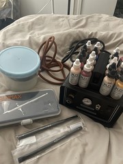 Sparmax Max-3 Dual Action Airbrush Compressor Kit W/ Hose + 20 Makeup Pigments