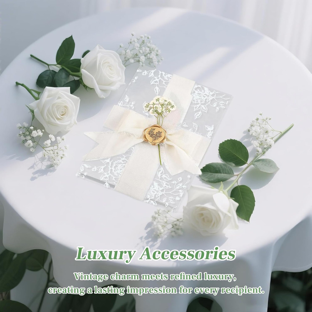 Vellum Jackets 5X7 Invitations 50 Sets Wedding Invitation Envelopes Floral Paper