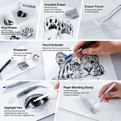 113 PCS Professional Drawing Sketching Kit Sketchbook Pencils Mannequin Case