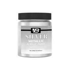 Metallic Silver Acrylic Paint, 16.9oz/500ml Silver Leaf Paint, Silver Craft P…