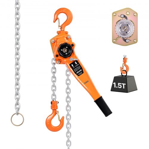 Manual Lever Chain Hoist, 1-1/2T 3300LBS Capacity Heavy Duty Come Along, 10F…