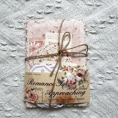 100PCS Vintage Floral Scrapbook Paper,Textured Paper Assorted Set, Pink