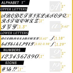1 Inch Letter Symbol Stencils for Painting on Wood, 65 Pcs Alphabet Drawing T…