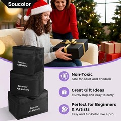 Soucolor Alcohol Markers 168 Colors with Case & Holders, Dual Tips Chisel & Fine