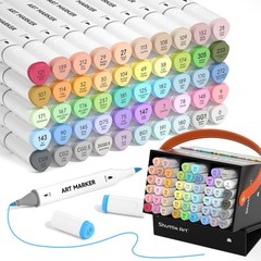 Pastel Alcohol Markers Brush tip, Dual Tip Brush & Fine Tip Art Marker Set, 5…