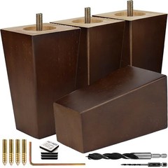 Airy Abode Premium Walnut Square Furniture Legs (Full Install 5 Inches Brown