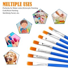 50Pcs Paint Brushes for Acrylics Painting Bulk Kids Paintbrushes Flat Nylon H…